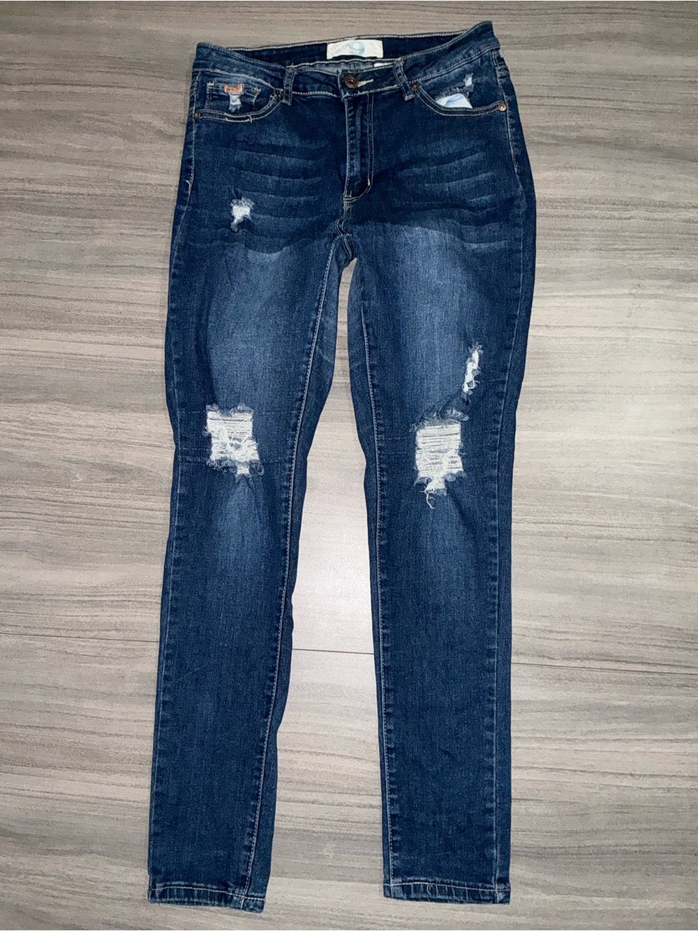 Cyclon Distressed Skinny Jeans - Medium Dark Wash, Juniors Size 9
